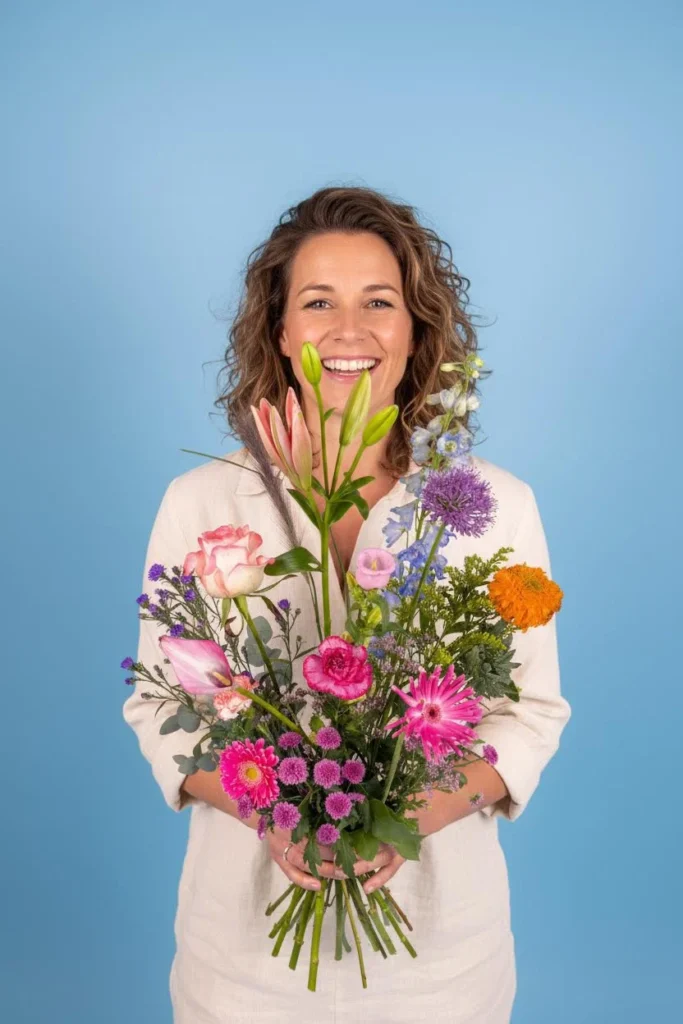 moederdag bloemen boeket met verse seizoensbloemen in zachte kleuren